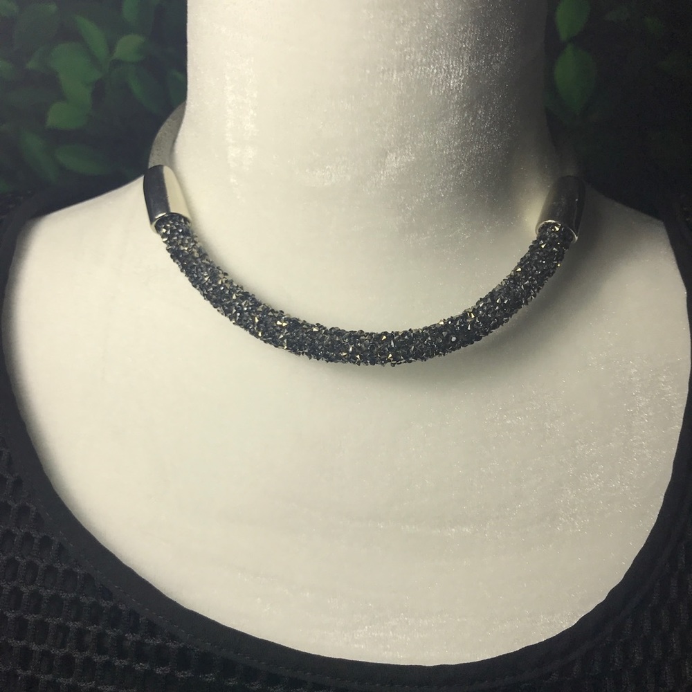 Neckless Rhinestone Chrystal Choker Dark Gray - Picture 5 of 7